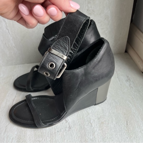 ** Hope by Ringstrand Soderberg black leather wedge sandals 38 - Picture 2 of 10